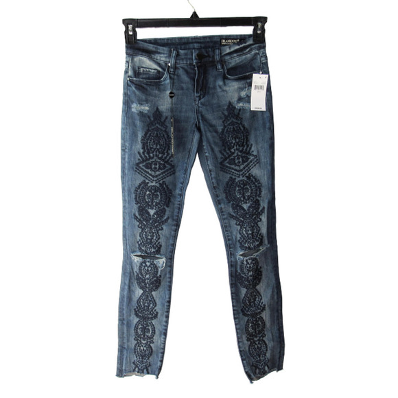 BLANK NYC Embroidered Skinny Step Hem Jeans - Picture 1 of 9